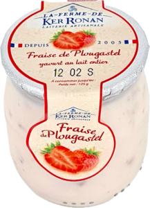 ker ronan yaourts lait entier fraise de plougastel pot en verre