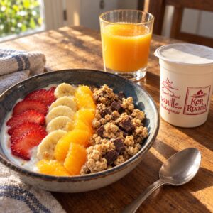 Bowl yaourt Ker Ronan vanille avec fruits de saison et granola